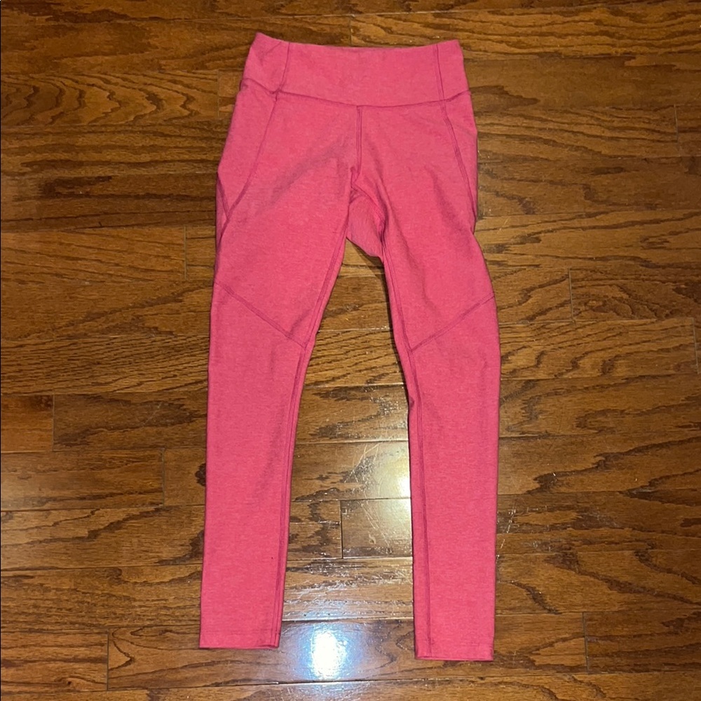 Outdoor Voices Pink Leggings with Stretchy Fabric and Wide Waistband